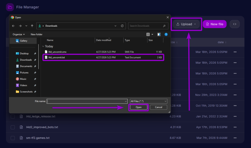 Uploading the l4d_unvomit.txt gamedata file into the sourcemod gamedata directory