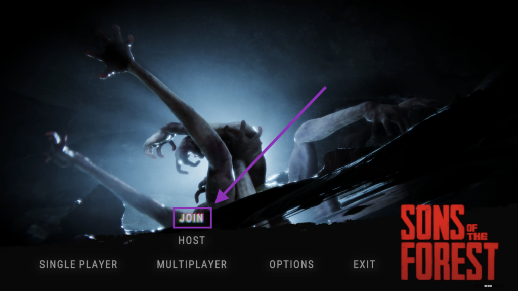 Sons of the Forest Multiplayer menu with Join button highlighted