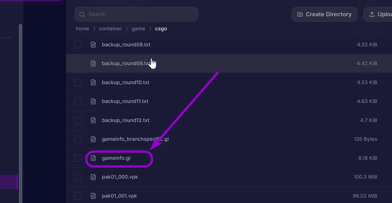 'gameinfo.gi' outlined with arrow