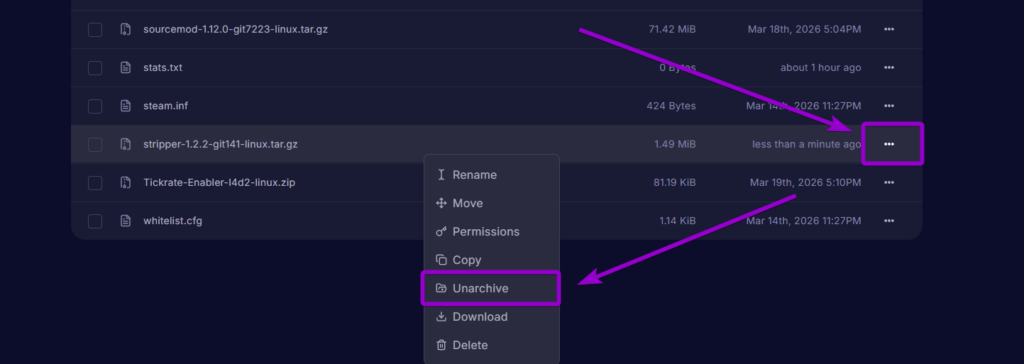 Using the Unarchive feature