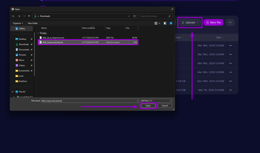 Uploading the l4d2_improved_bots.txt file into the sourcemod gamedata folder