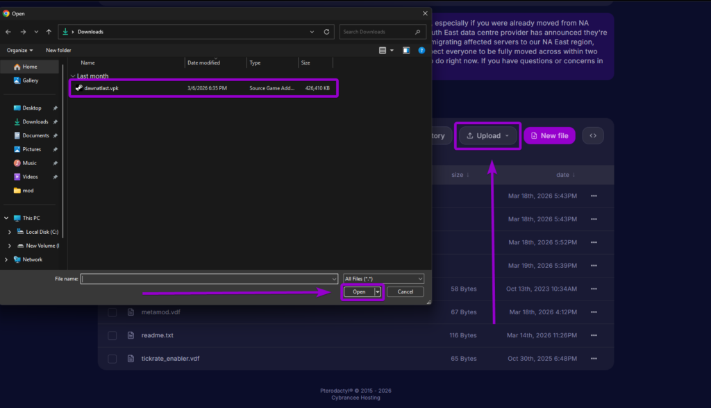 Uploading the VPK map file