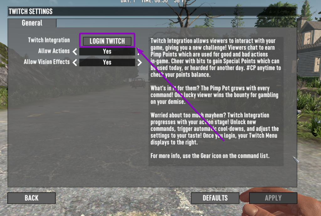 7 Days To Die Gameplay Twitch Login Button Outlined