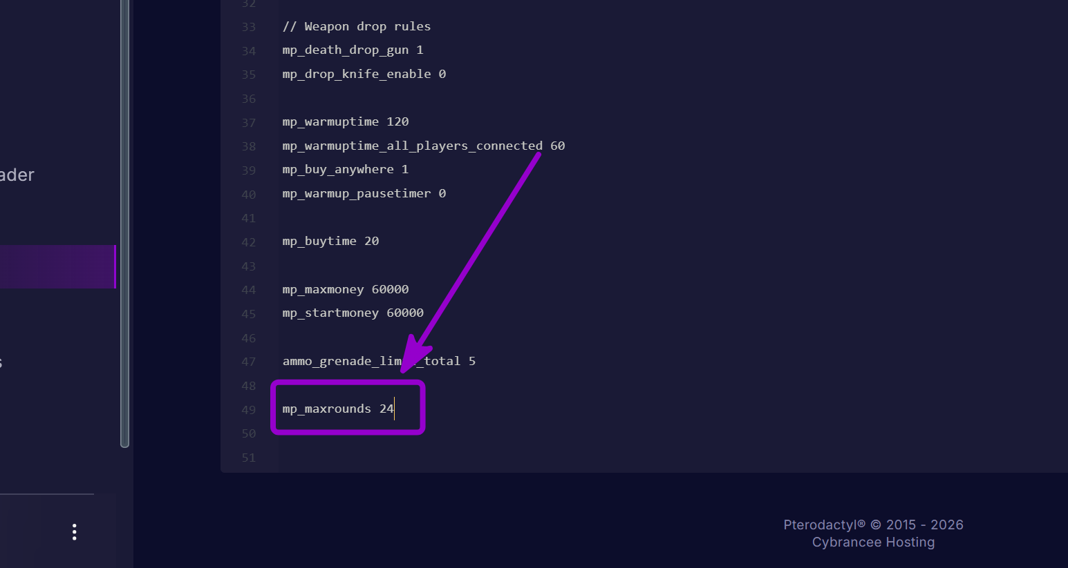 'mp_maxrounds' outlined with arrow