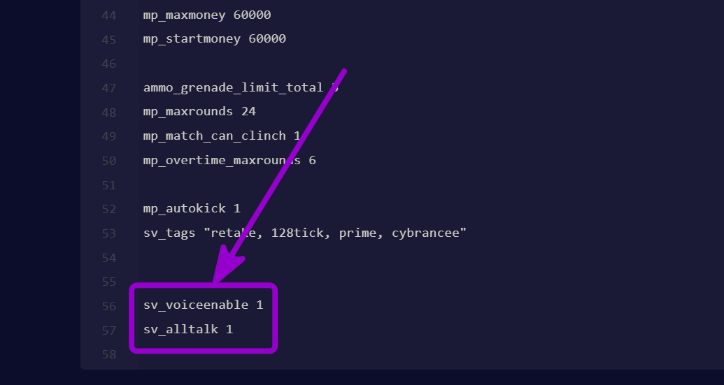 'sv_voiceenable and
sv_alltalk' outlined with arrow