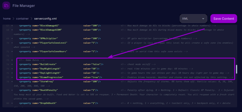 Cybrancee Panel 7 Days To Die Files Server Config Crossover Game Rules Settings Outlined