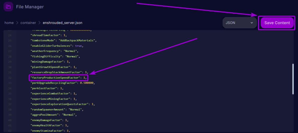 Cybrancee Panel Enshrouded Files Config File Factory Production Speed Outlined