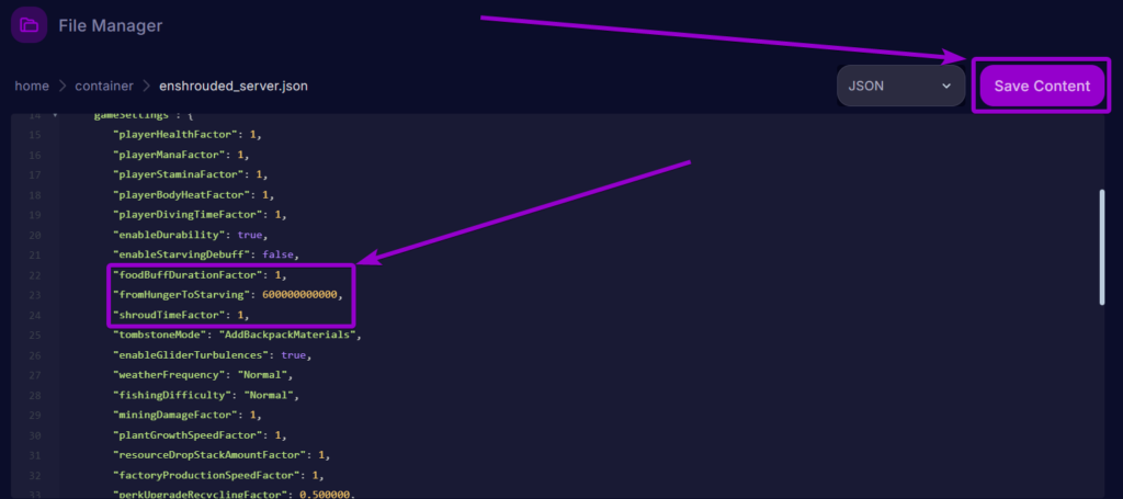 Cybrancee Panel Enshrouded Files Config File Food Settings Outlined