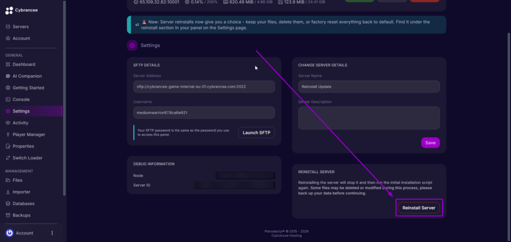Cybrancee_Panel_Settings_Tab_Reinstall
