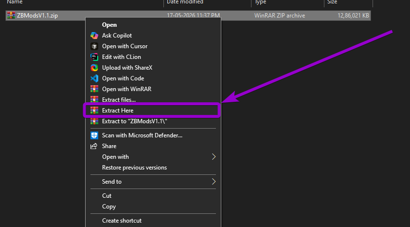 File Explorer Mod Extract Outlined