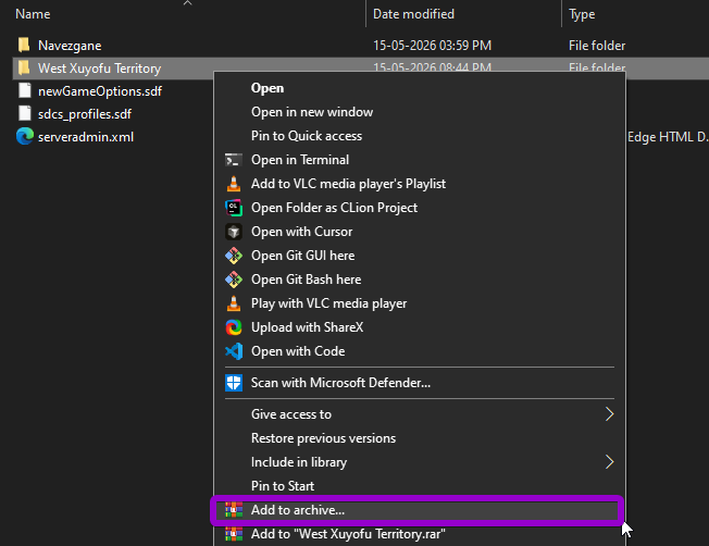 File Explorer New Save Archive Option Outlined