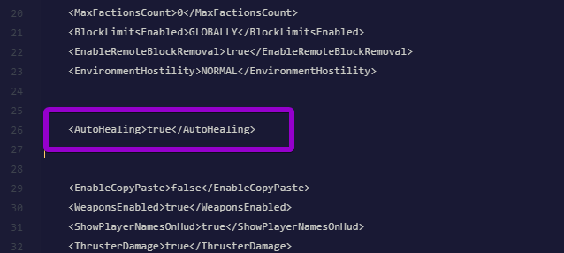 The AutoHealing setting highlighted in the Sandbox_config.sbc file