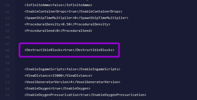 DestructibleBlocks tag in the Sandbox_config file
