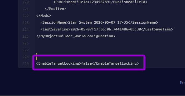 Manually adding the EnableTargetLocking tag to the Sandbox_config file
