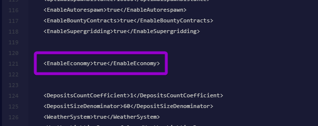Changing the EnableEconomy setting to true in the SpaceEngineers Dedicated.cfg file