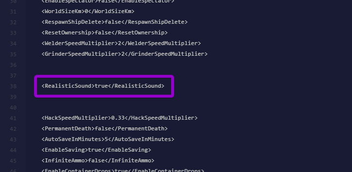RealisticSound tag in the Sandbox_config file