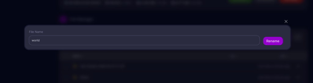 A text input box on the server panel with the name "world" typed in to set the custom save as the active map.