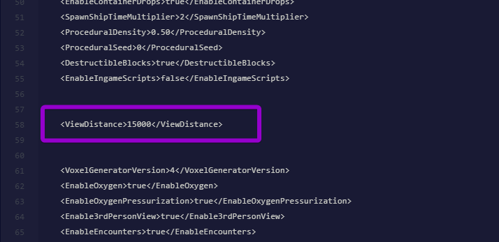 ViewDistance tag in the Sandbox_config file