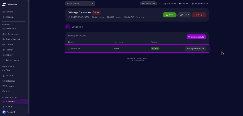 Vrising Schedule-1 highlighted with arrow
