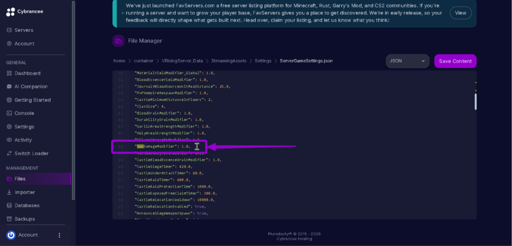 Vrising Sundamagemodifier open highlighted with arrow