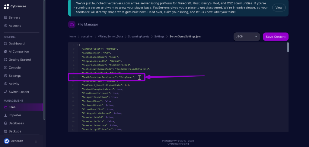 Vrising deathcontainer open highlighted with arrow