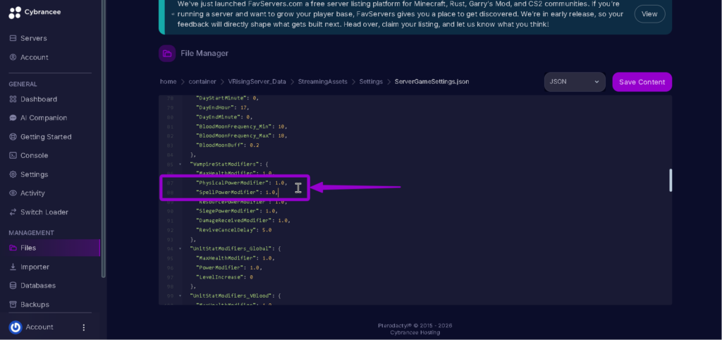 Vrising powermodifier open highlighted with arrow