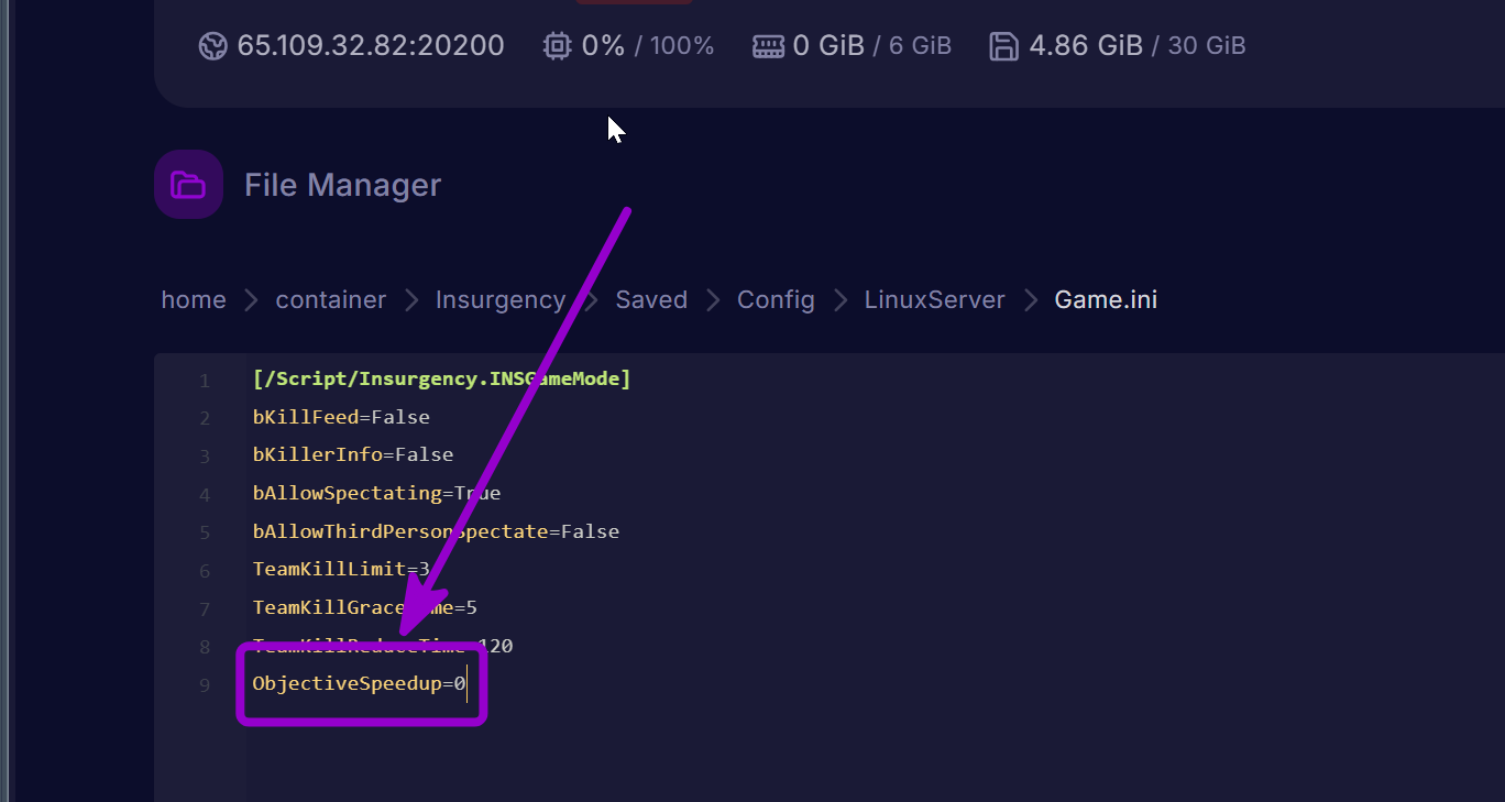 'ObjectiveSpeedup' outlined with arrow