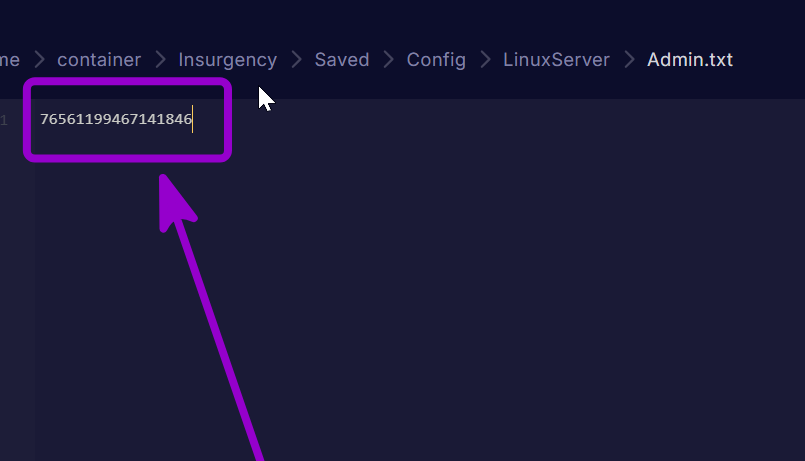 'steam id' outlined with arrow