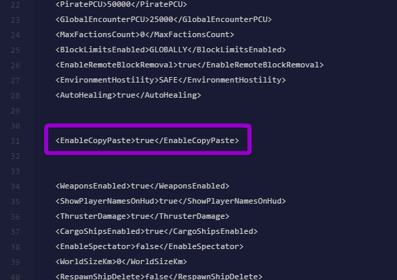 The EnableCopyPaste setting in the world configuration file.