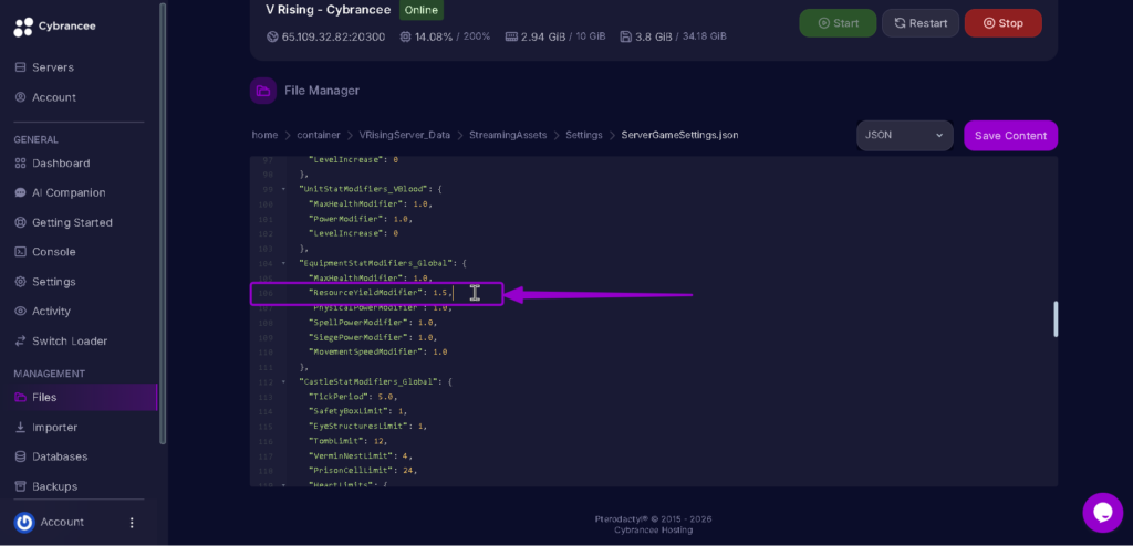 Vrising resourceyieldmodifier increased highlighted with arrow