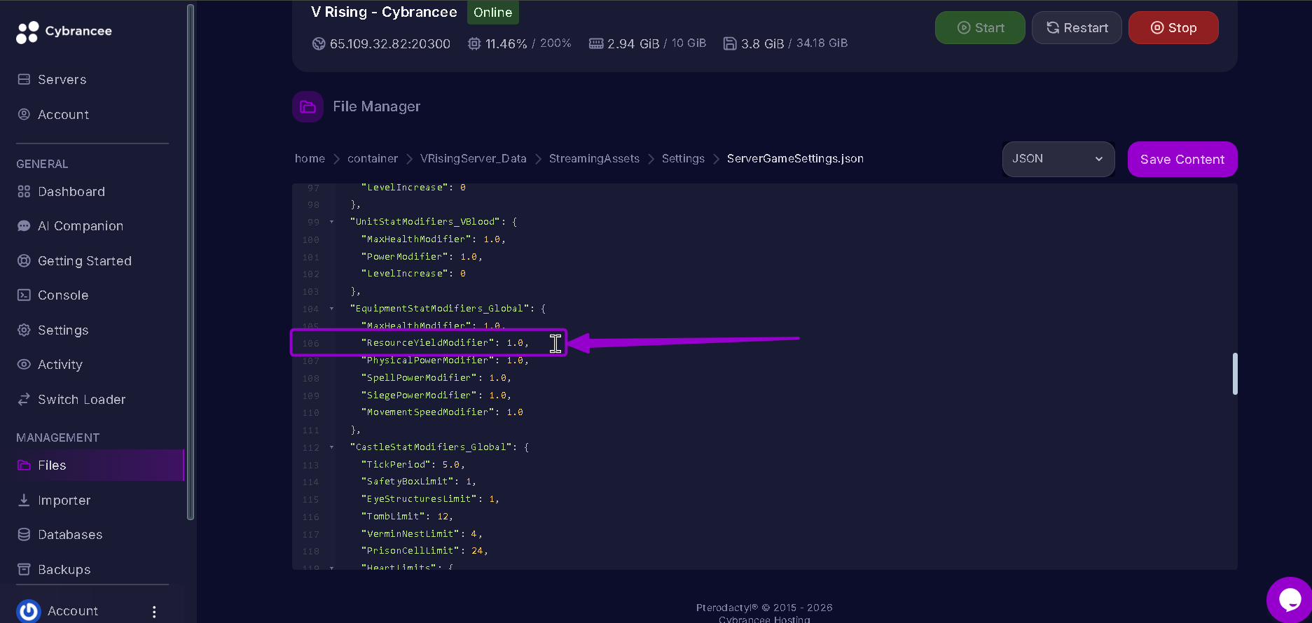 Vrising resourceyieldmodifer open highlighted with arrow 