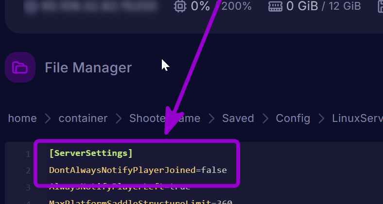 'DontAlwaysNotifyPlayerJoined' outlined with arrow 