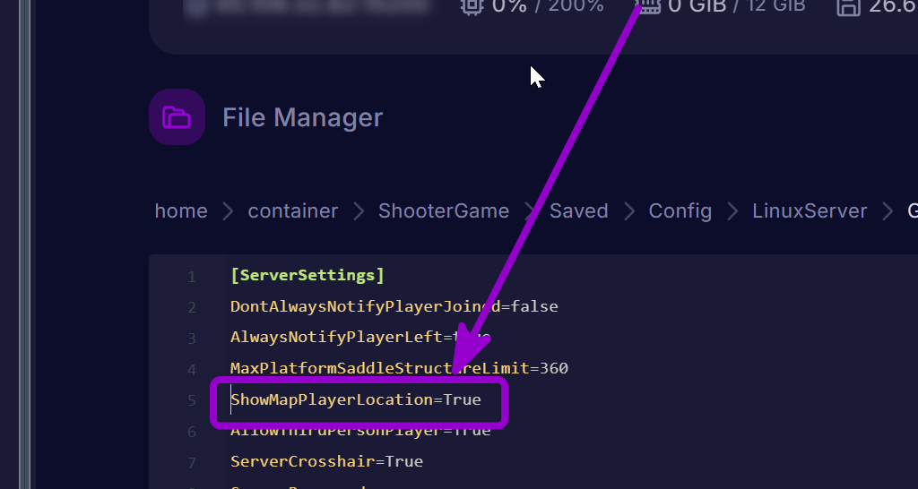 'ShowMapPlayerLocation' outlined with arrow