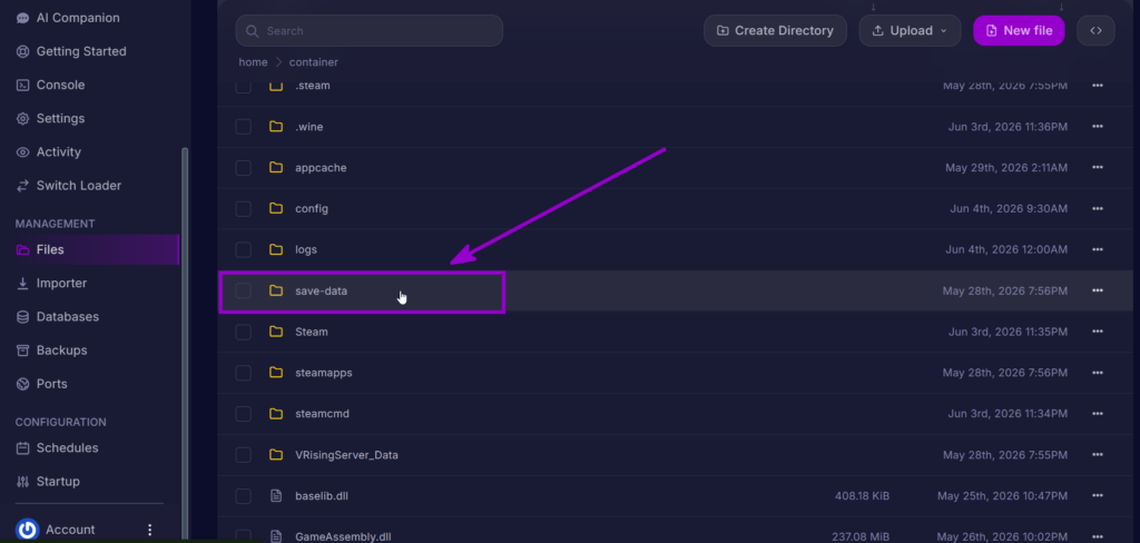 save-data folder in the File Manager