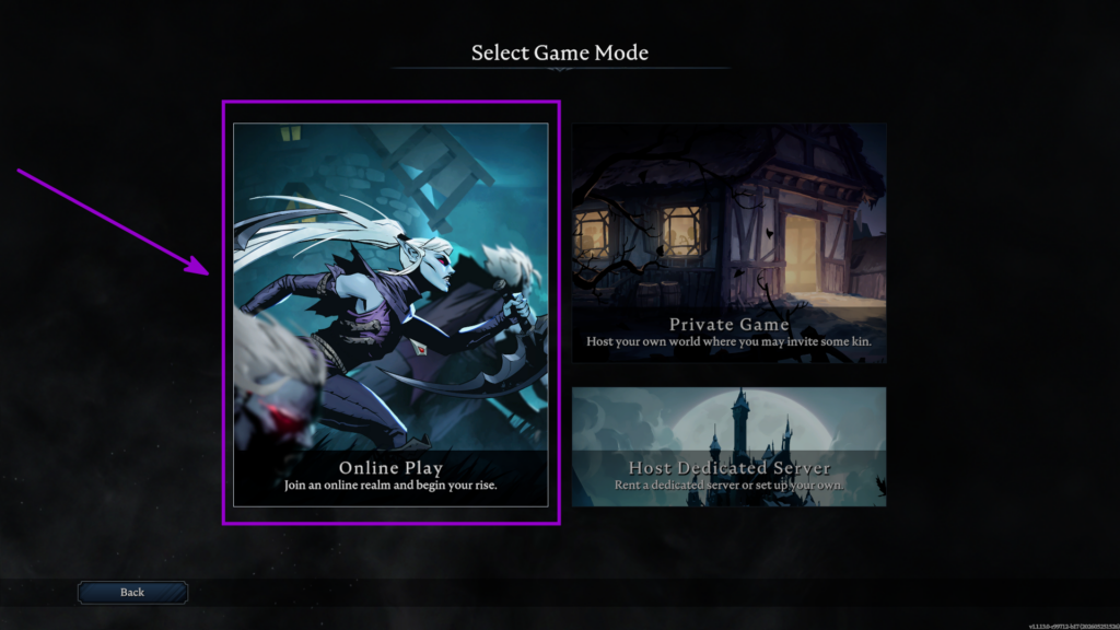 Online Play option in V Rising