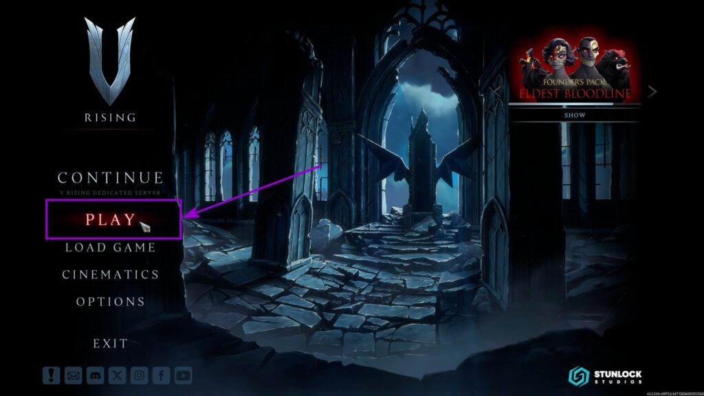 Play button in V Rising