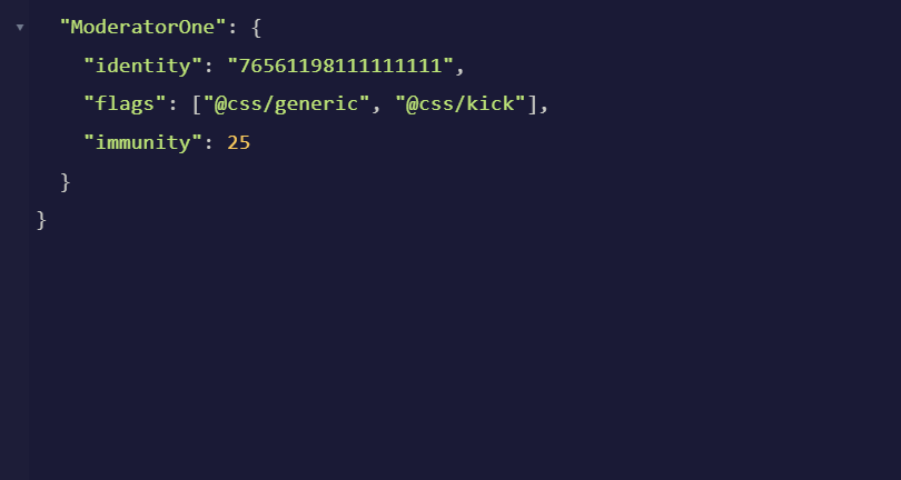 Configure admins.json