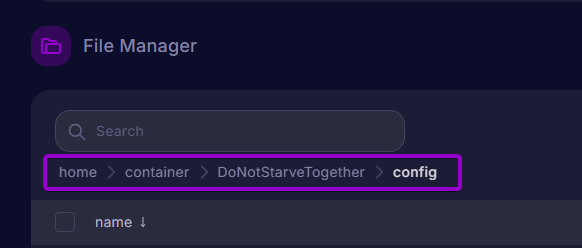 The file manager breadcrumb path set to the config directory.