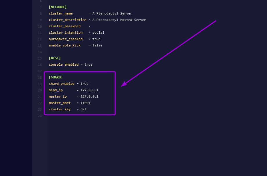 The cluster ini configuration editor showing duplicate shard configuration blocks.
