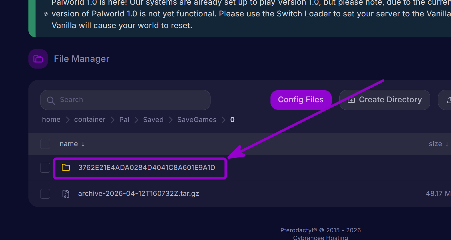 'World' folder outlined with arrow