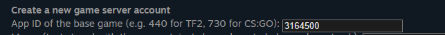 Close-up of the Steam App ID field with Schedule 1 App ID 3164500 entered