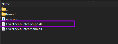 WinRAR archive view showing MeshVault.Il2Cpp.dll highlighted for extraction while ignoring Mono file
