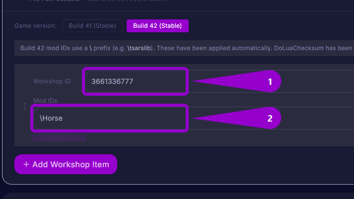 Project Zomboid - Steps to add mods in the 'Config & Mods' tab of the panel
