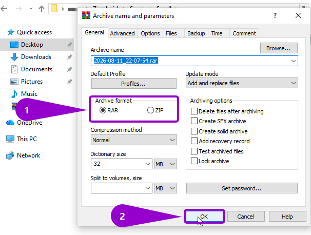 Project Zomboid - Steps to compress a file in WinRAR