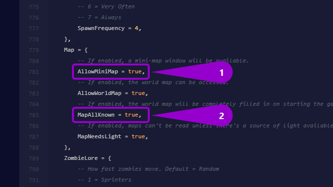 Project Zomboid - Steps to enable revealing the map in the game