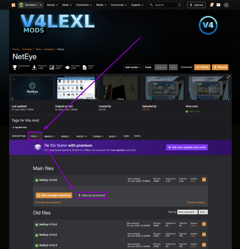 Downloading NetEye mod from Nexus Mods
