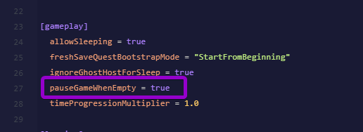 Setting pauseGameWhenEmpty to true under the gameplay section in server_config.toml
