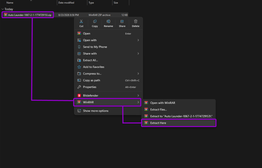 Extracting AutoLaunder mod files using WinRAR
