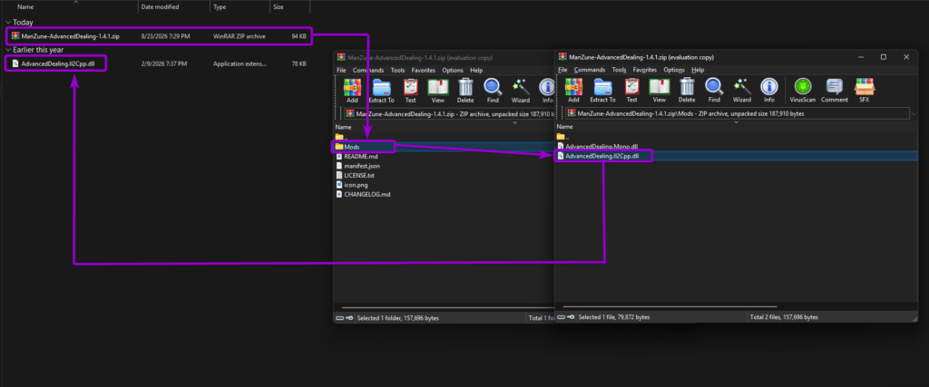 Thunderstore mod page highlighting the Manual Download button