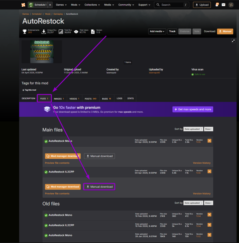 Extracting the AutoRestockIL2CPP.dll file from the downloaded archive